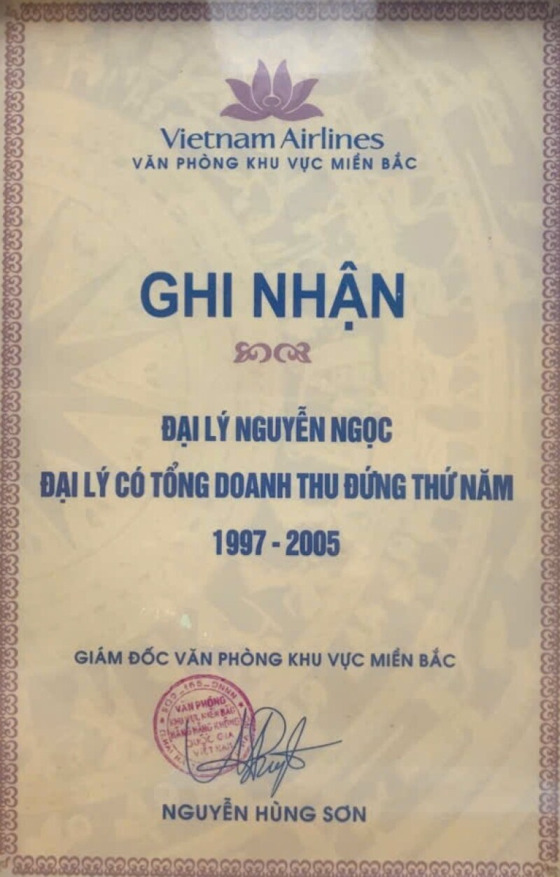 Đại lý có tổng doanh thu đứng thứ năm 1997-2005